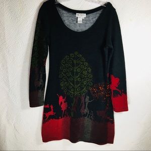 Woman’s Small Papillon Long Sleeve Cotton Dress